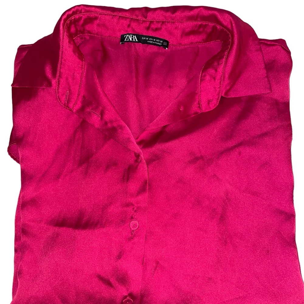 Zara Silk Pink Blouse (Size: M) Worn once!